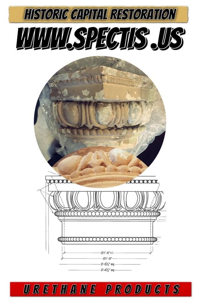 Historic column capital reproduced in polyurethane to match the original